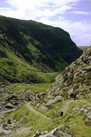 The path climbing the head of the valley