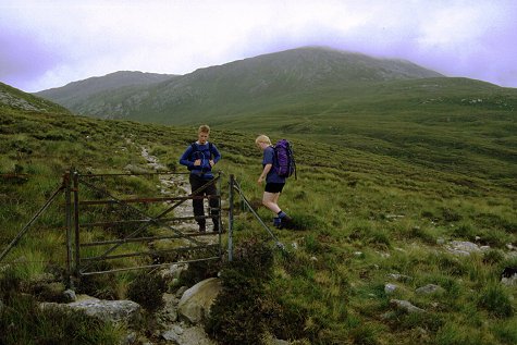 Gaining the open hillside through a gate!
