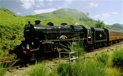 The Jacobite Steam train pulling into Glenfinnan