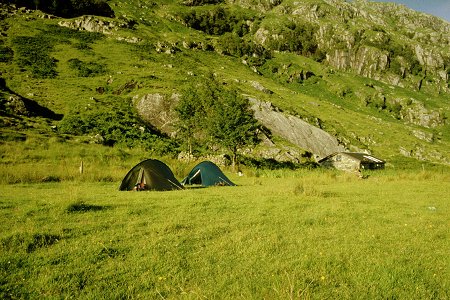 Tents pitched next to the bothy
