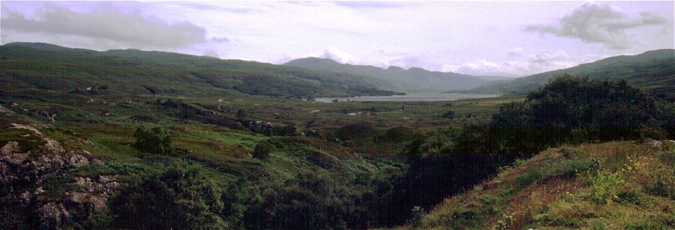 Looking over Loch Achall to the hills of Rhidorroch Forest