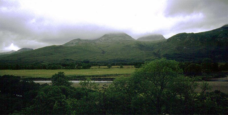 A cloudy Beinn Eighe range over Kinlochewe River