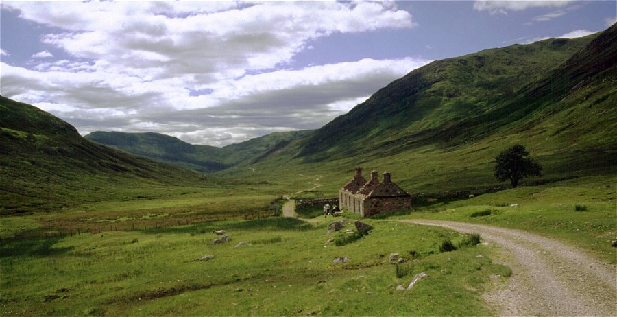 Looking back down on the ruin at Tigh-na-steubhaich