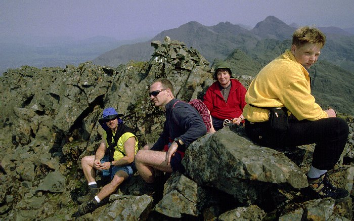 Clustered on the narrow summit ridge